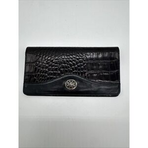 Brighton black faux croc leather checkbook wallet